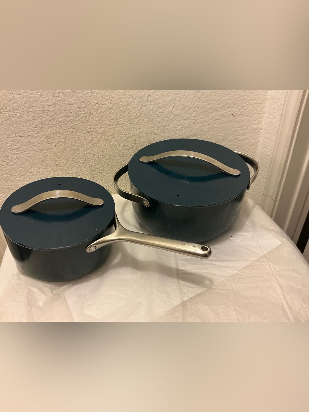 Caraway Home Non-Stick Dutch Pan Navy  Casserole Pan & sauce pan set of 2 - Picture 4 of 15
